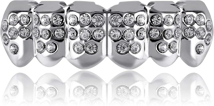 Grills para dientes chapados en oro y plata 18K estilo hip hop miniatura 3
