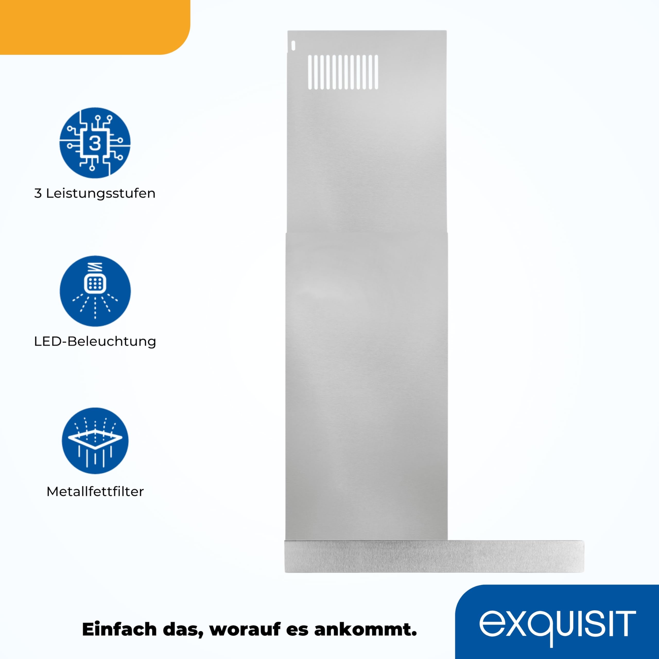 Exquisit Kaminhaube FKH 60-2 Inox | Ab- und Umlaufbetrieb |Inoxlook