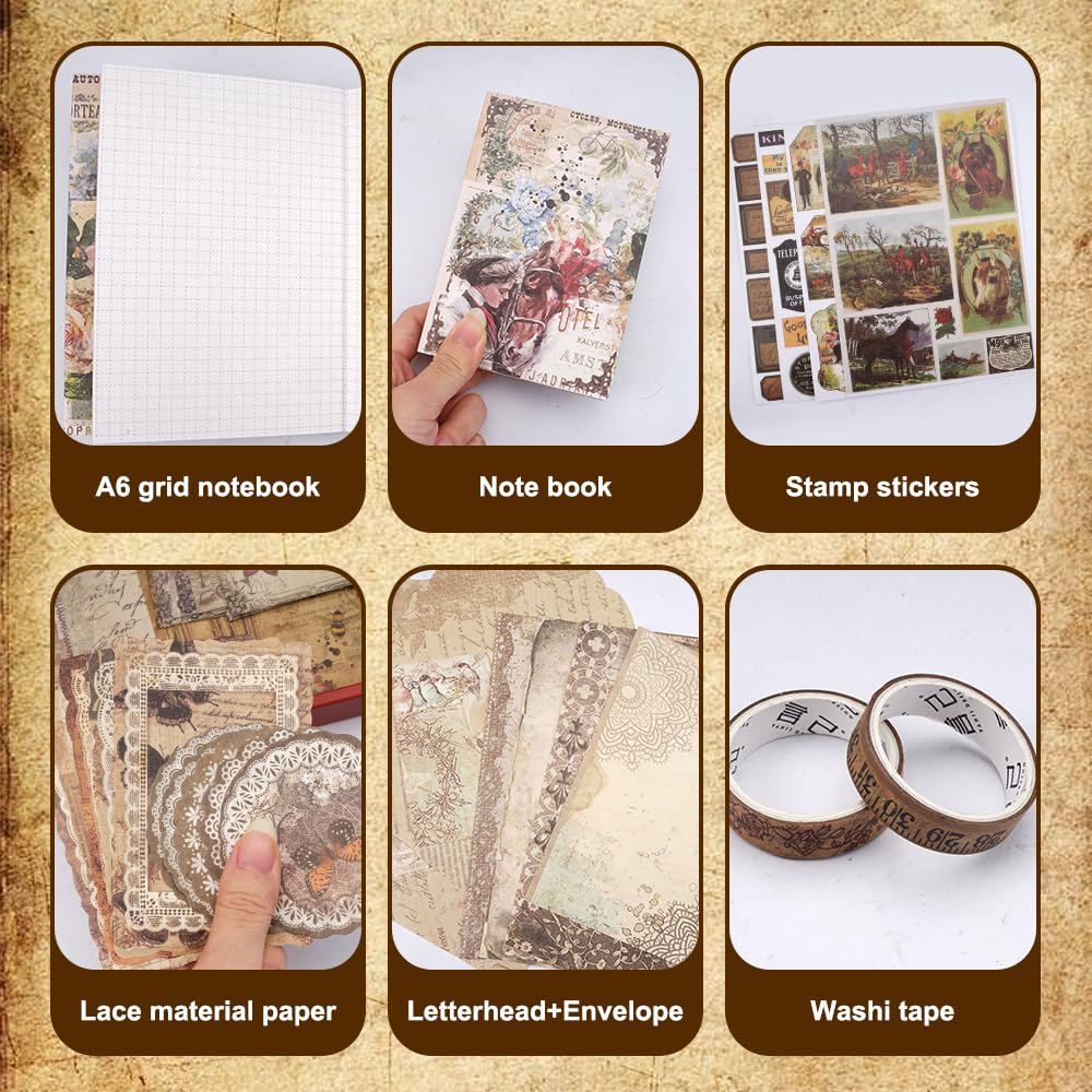 Kit Scrapbooking 230 Pezzi - Stickers Vintage, Carta Washi, Quaderni, Per Journaling E Fai Da Te - Foto 1