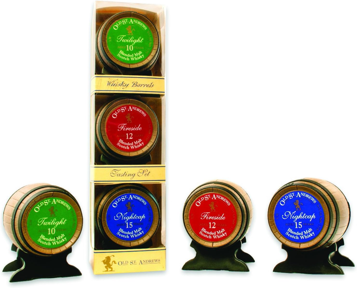 Old St. Andrews Mini Barrels Tasting Set of Blended Malt Scotch Whisky, 5 cl