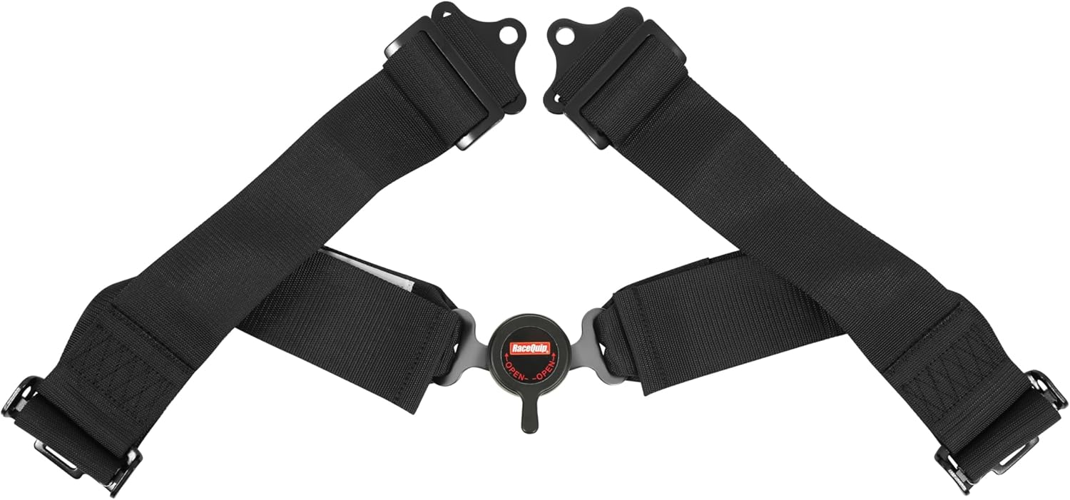 RaceQuip 744004RQP 6 Point Harness Sportsman Camlock SFI 16.1 Pull up Adjust Bolt-On/Wrap Around Black