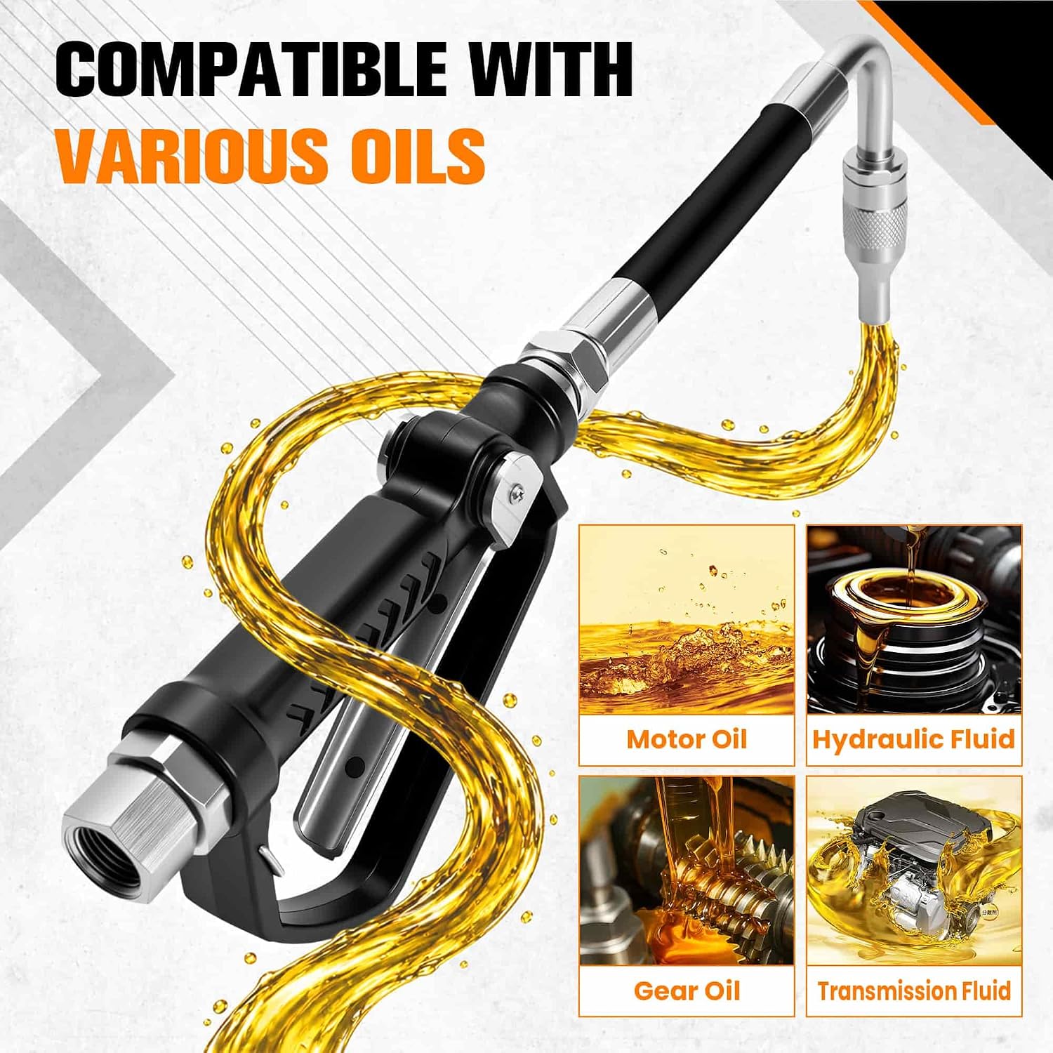 Air Operated Oil Control Valve, 1/2" NPT Oil Gun Dispenser | Oil Dispensing Nozzle, Up to 10 GPM, Max 1500 PSI, for Motor Oil / Gear Oil / Hydraulic Fluid / Antifreeze