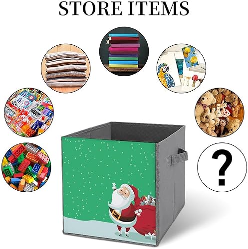 Miniatura 6 de MEIKKO Cute Santa Claus Collapsible Fabric Storage Cubes Organizer with Handles,Christmas Gifts Snow Closet Organizers for Shelves,Foldable,for