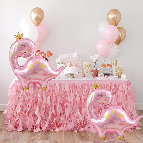 Miniatura 2 de Globos grandes de dinosaurio rosa, 2 globos de dinosaurio de 38 pulgadas, decoraciones de cumpleaños de dinosaurio rosa