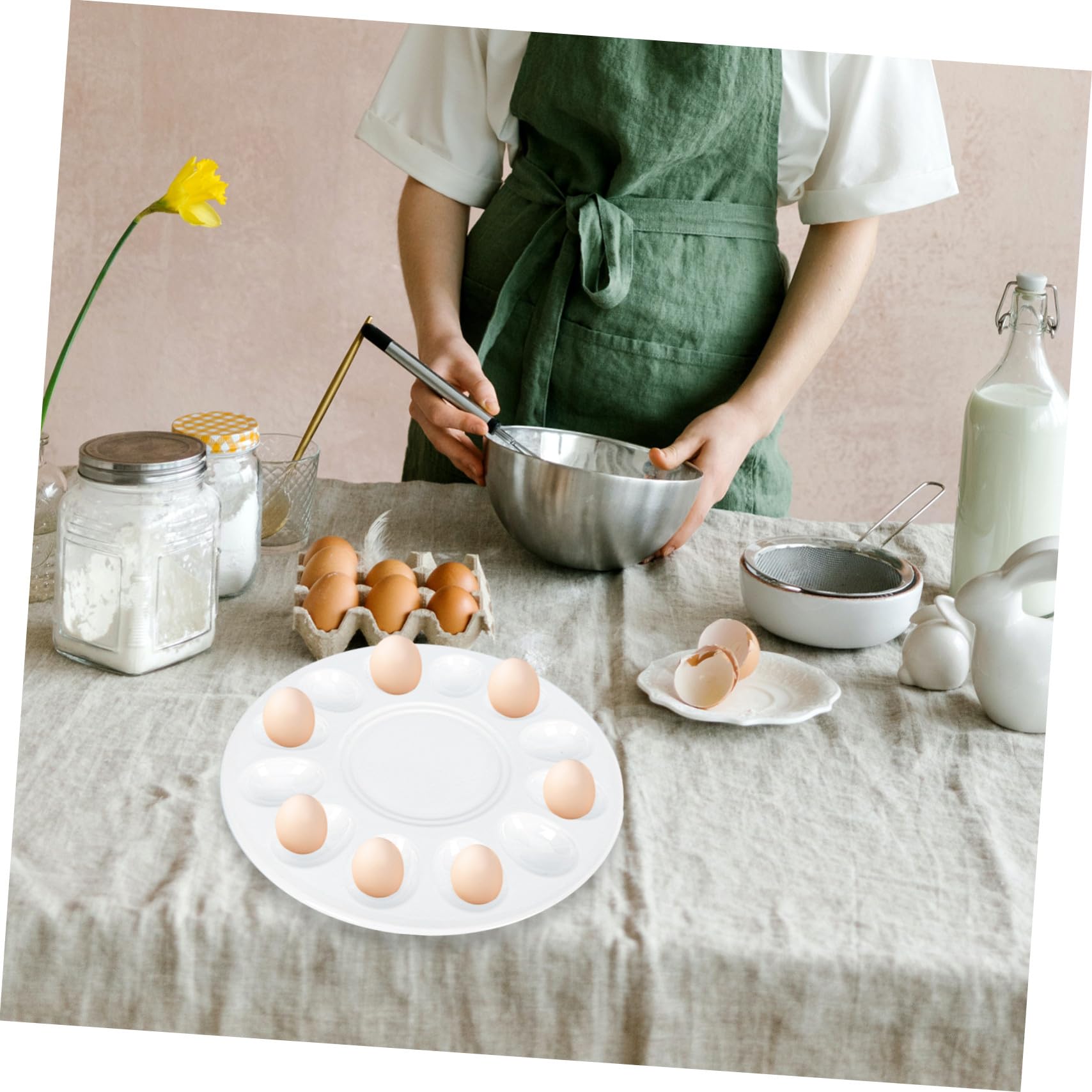 Plato para Huevos Rellenos de Gran Capacidad para 12 Huevos, Adorno Elegante para Mesa y Escritorio el Hogar
