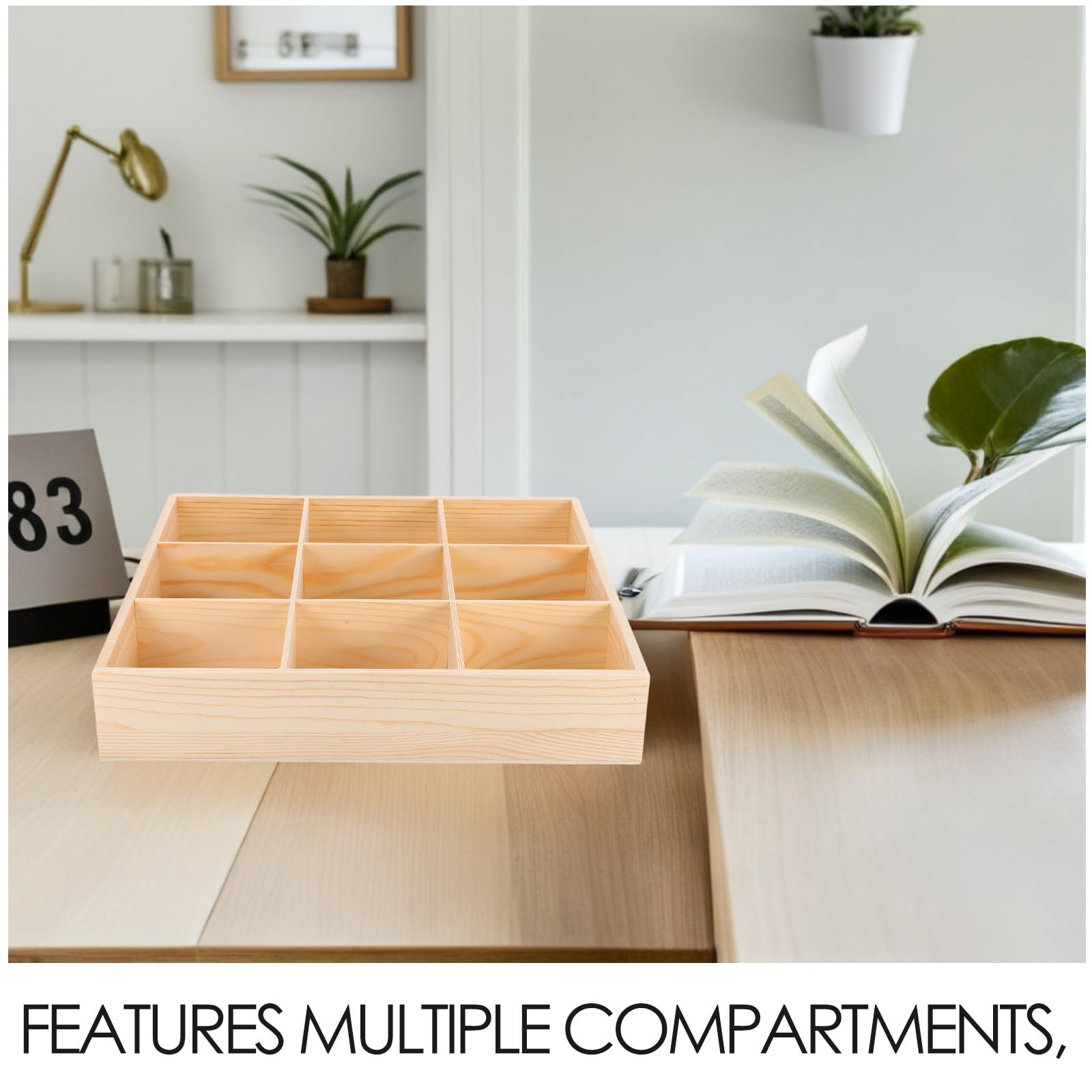 Homoyoyo Organizador de Cajones de Madera Natural 9 Compartimentos Caja de Almacenamiento para Calcetines y Ropa Interior Organizador Multifuncional para Armario y Dormitorio Ahorro de