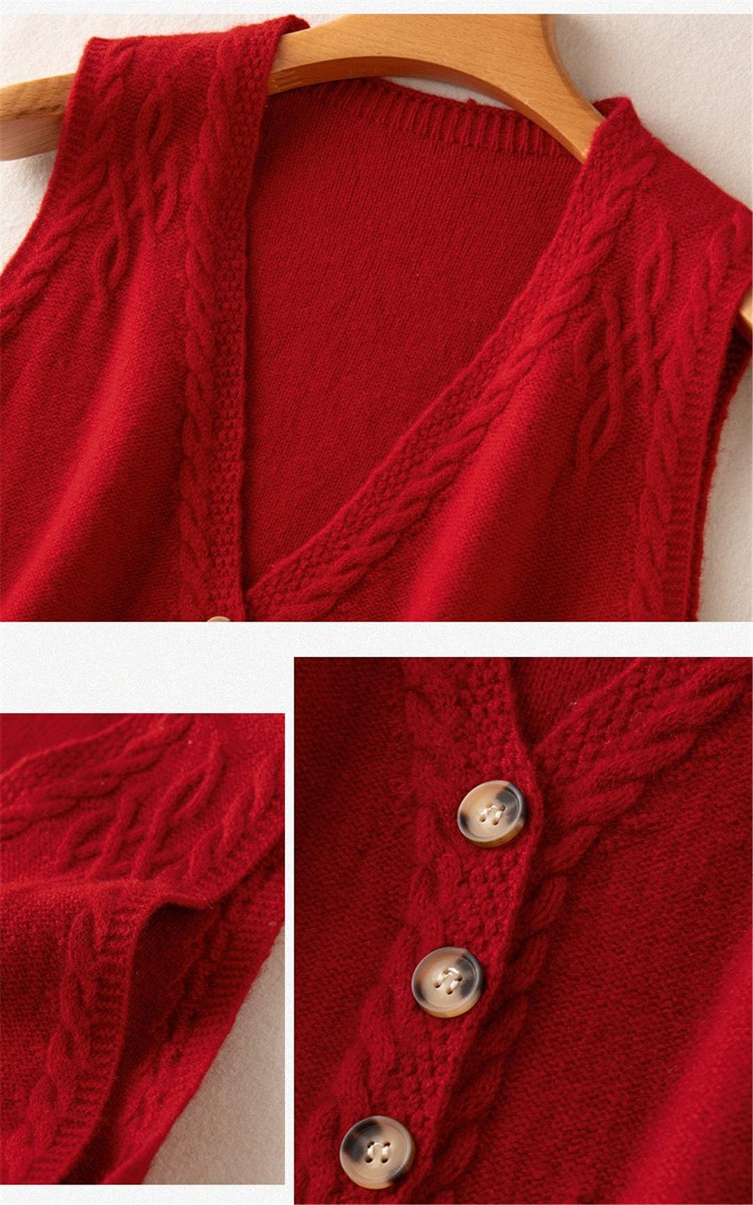 Alloaone Gilet Cardigan in Lana da Donna Lavorato A Maglia con Scollo A V Senza Maniche
