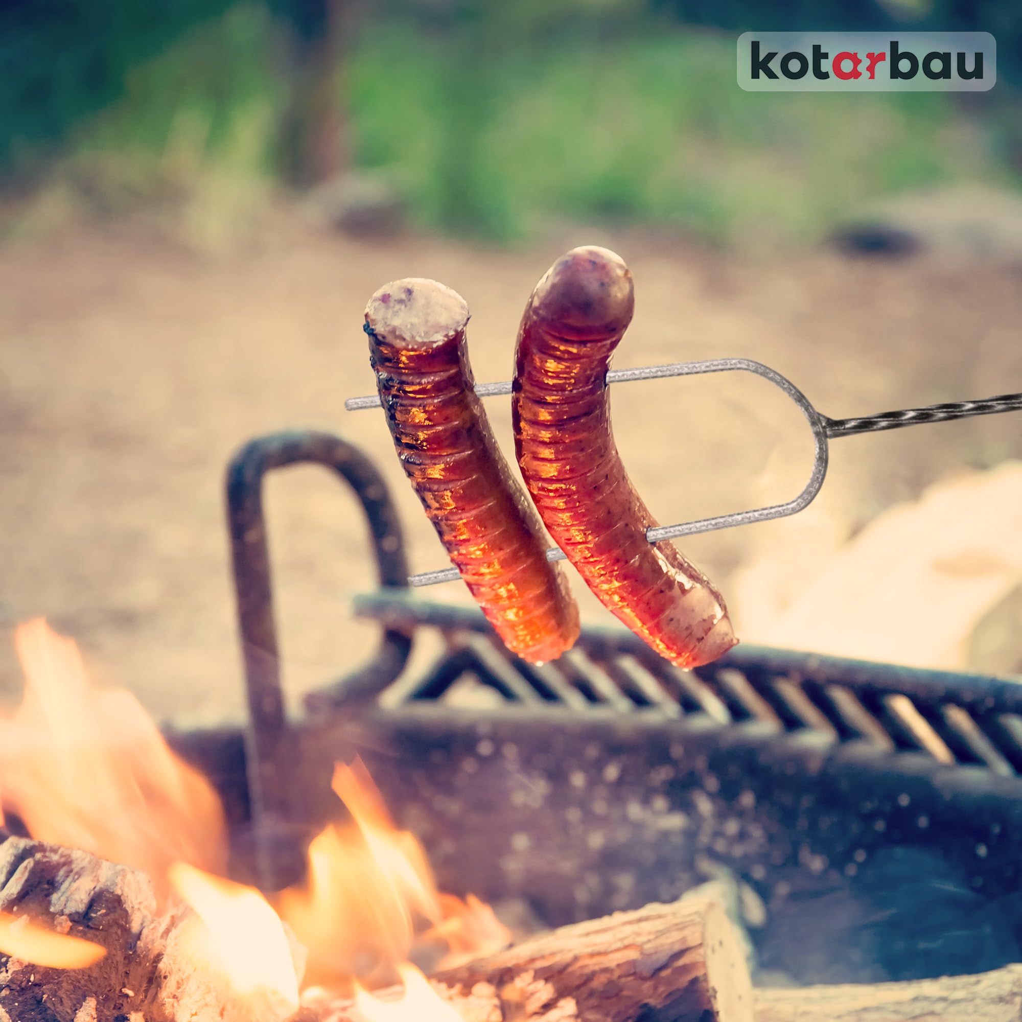 KOTARBAU® 10er Set Grillspieße - Lagerfeuer Spieße lang - Grillgabel - Camping Grill – 120 cm – Würstchenstecker – Feuergabel – Grillgabeln