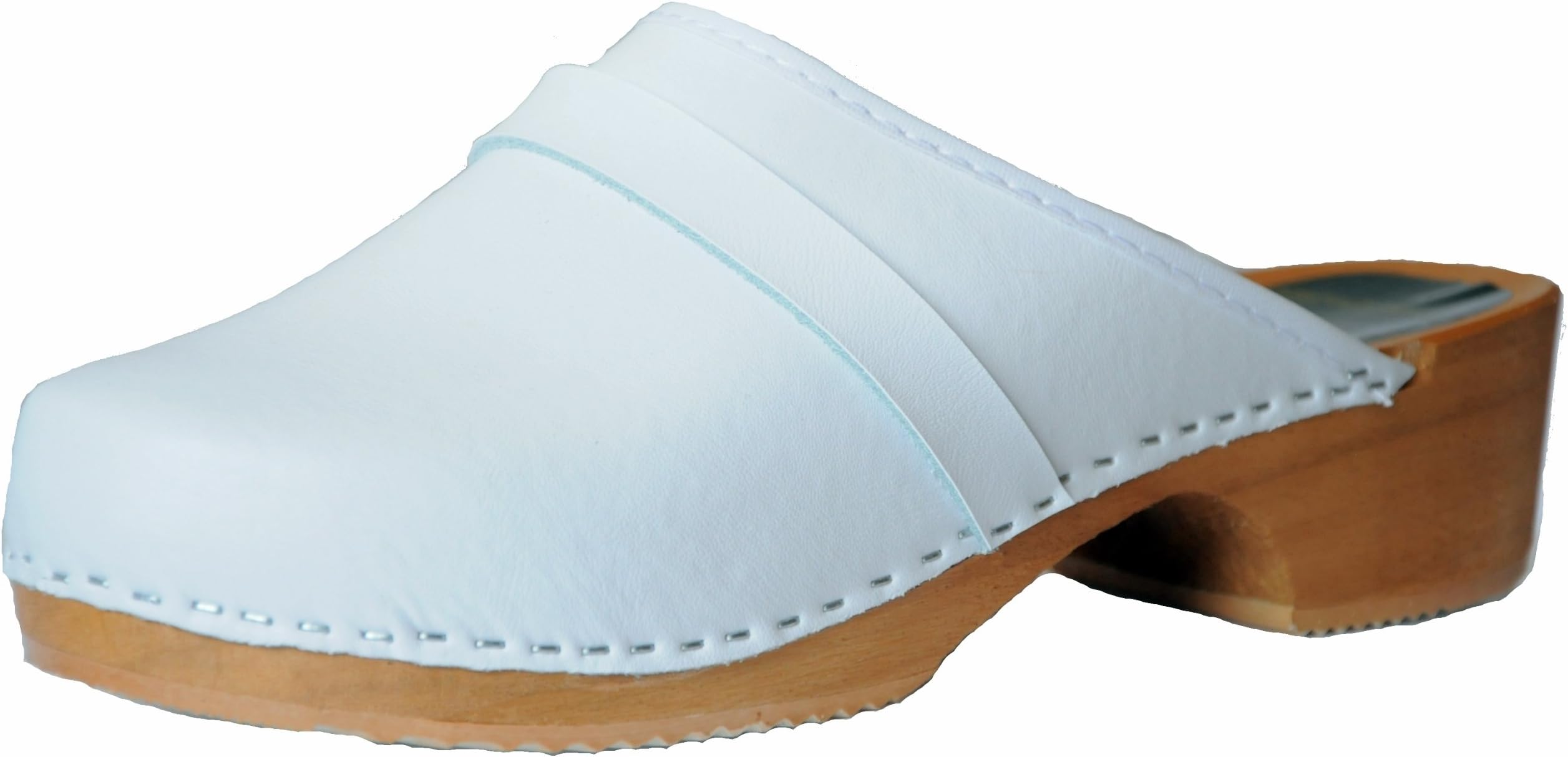 Unisex-Adult Leather Wooden Clogs
