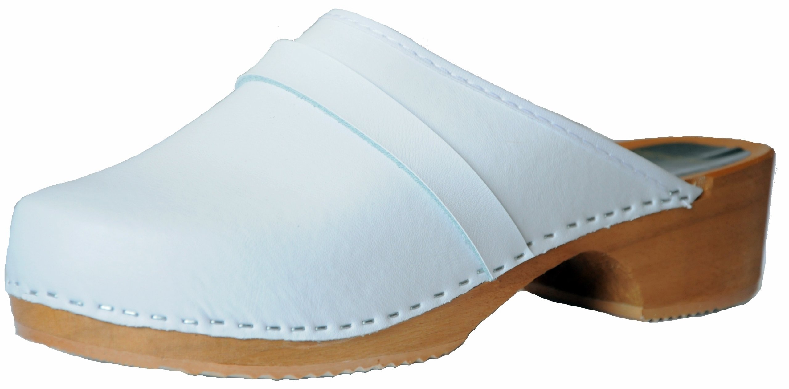 Unisex-Adult Leather Wooden Clogs