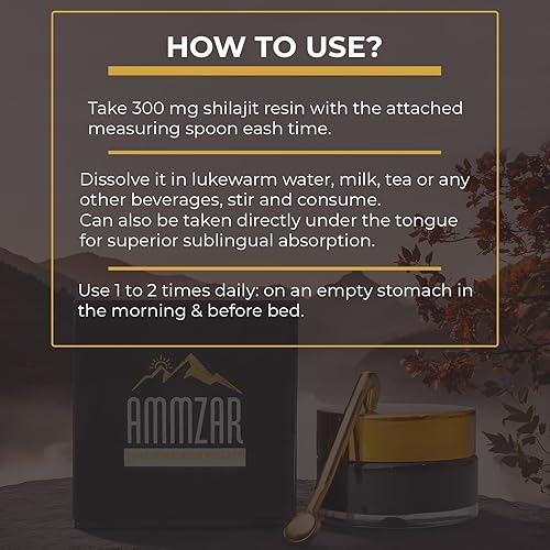 Miniatura 5 de Ammzar Shilajit Shilajit pura resina de grado dorado, Shilajit pura del Himalaya orgánica y 100% natural para hombres y mujeres para energía,