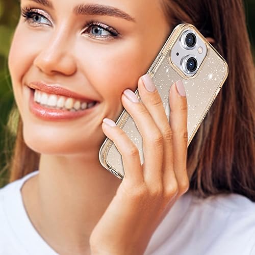 Miniatura 48 de Funda con purpurina diseñada para iPhone 15 Pro Max, con [2 unidades] protector de pantalla y [paquete de 3] protector de lente de cámara brillante