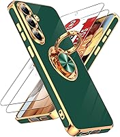 Vista 125 de LeYi para Funda de Teléfono Samsung Galaxy A13-5G: Protector de Pantalla de Vidrio Templado, Soporte Magnético Giratório de Anillo 360°, Borde Negro