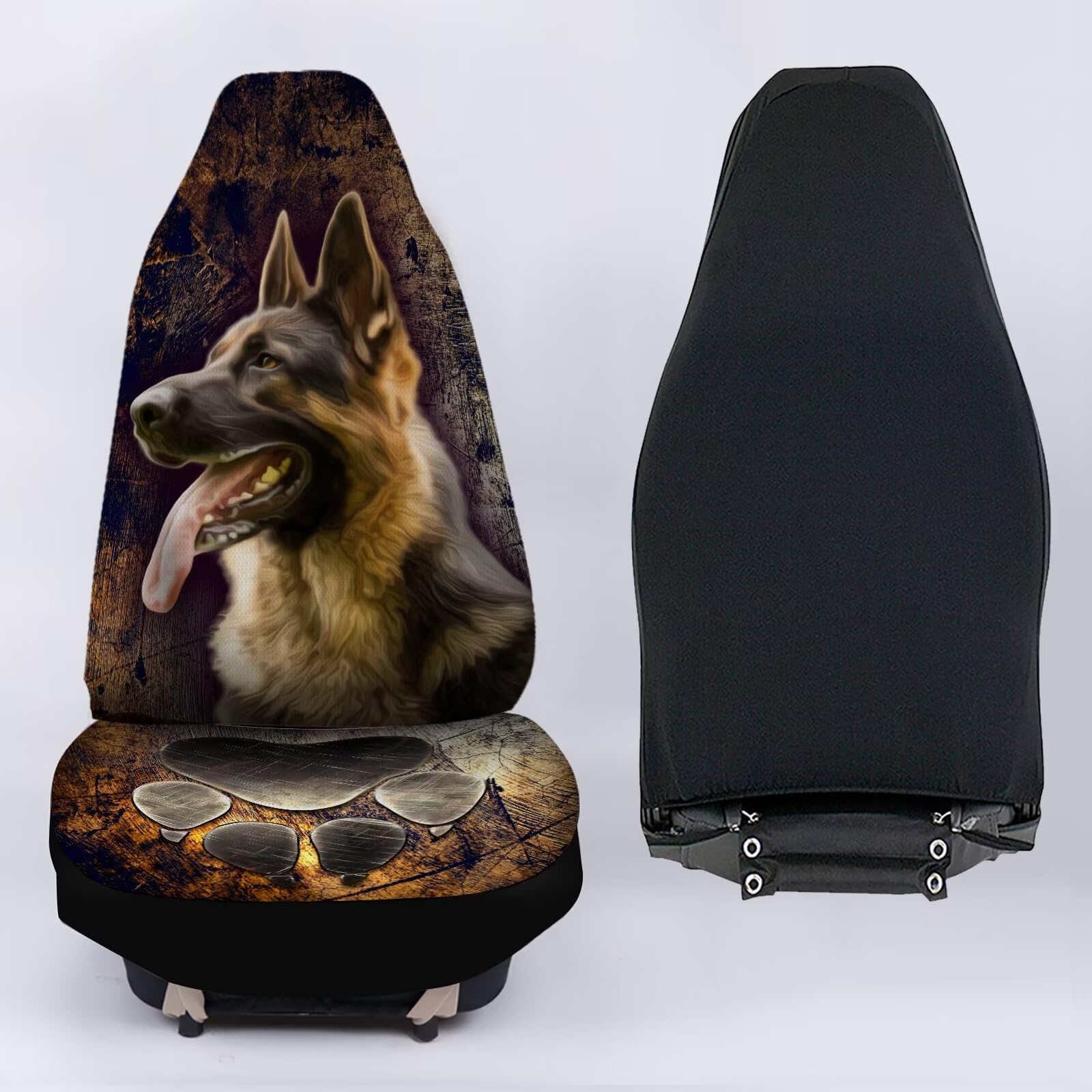 Bulopur Dog Car Seat Covers Front Seats Handmade Painting Soft Breathable Car Seat Covers Cute Automotive Interior Protector For Sedans SUVs Trucks, Easy To Install