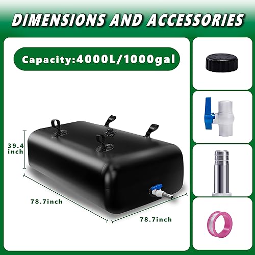 Miniatura 29 de Contenedores de almacenamiento de vejiga de agua de 3000 L/792.5 galones, tanque de agua portátil plegable bolsa de agua suave de gran capacidad