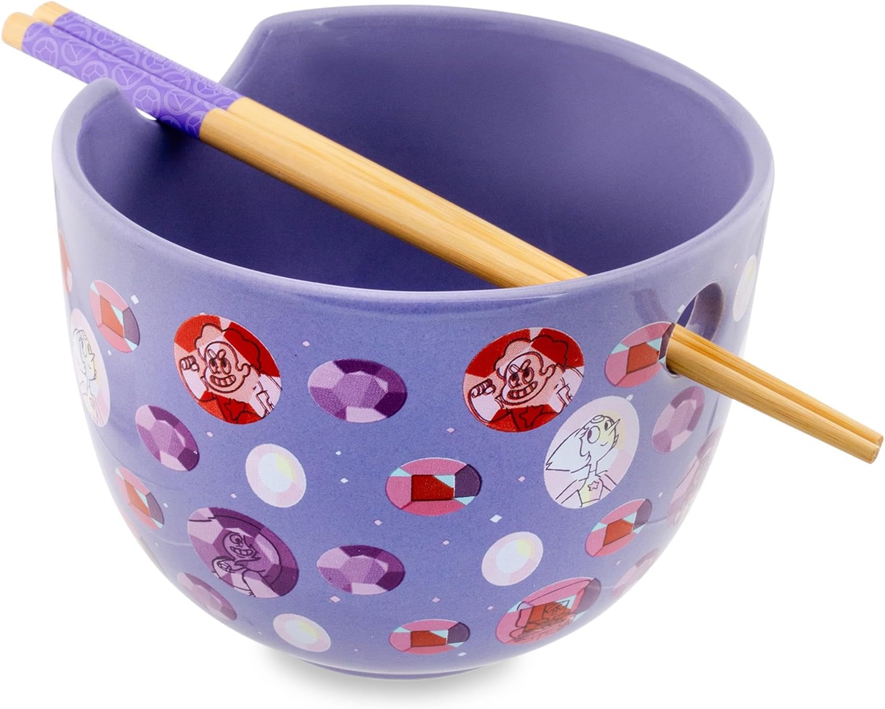 Steven Universe Crystal Gems Ceramic Ramen Dinnerware Set | Includes 20-Ounce Noodle Bowl and Wooden Chopsticks