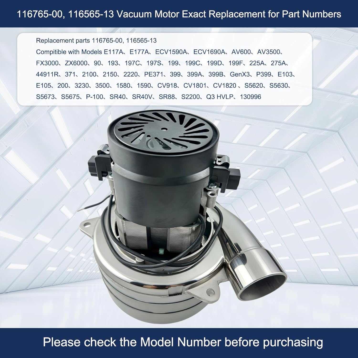 116765-13 116765-00 Vacuum Motor Replacement Assembly for Ametek Lamb 3-Stage 5.7" 120V Boat Lift Motors, for Shop Vac Motor Industrial Wet/Dry Vacuum and Home Cleaning Systems