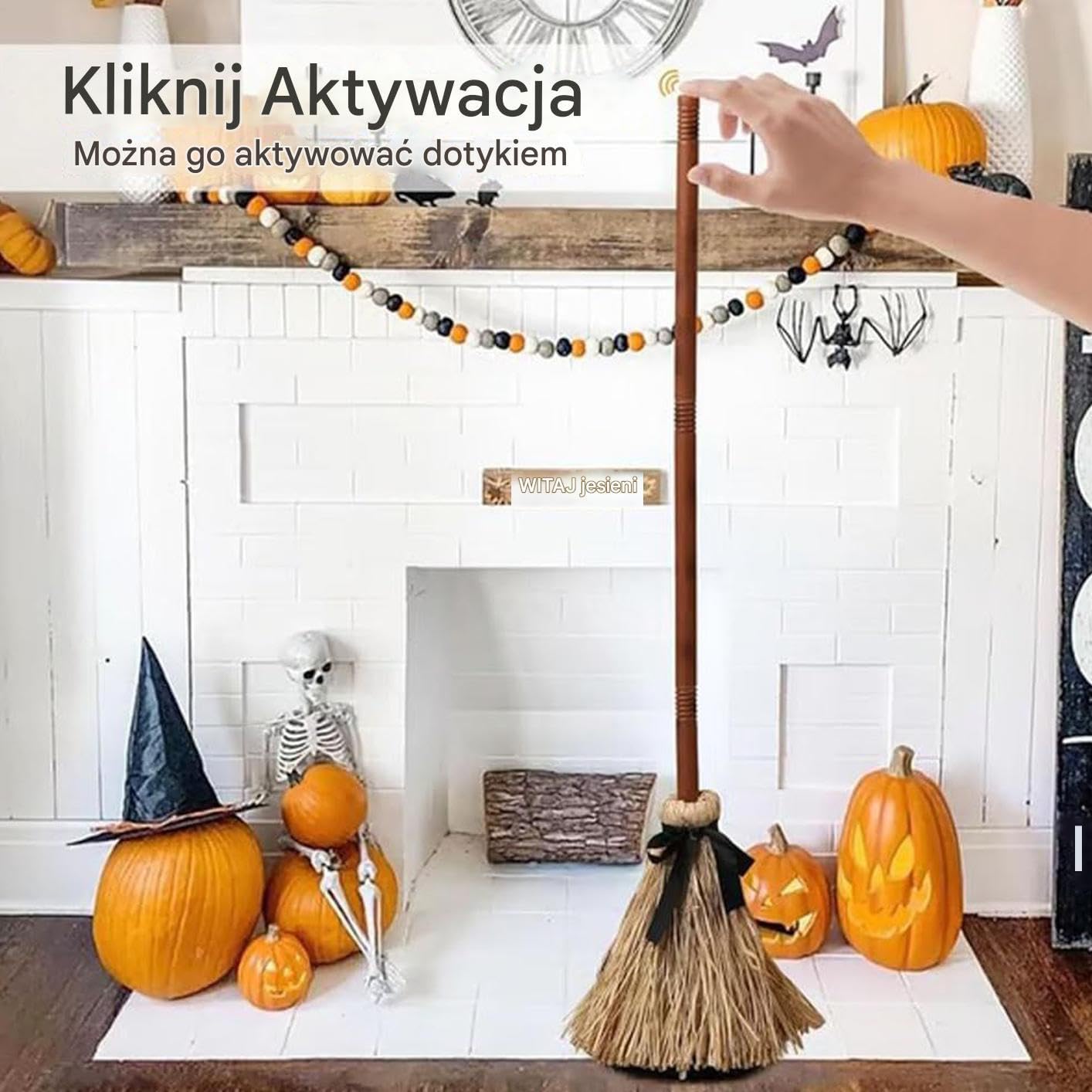 Miotła na Halloween Rustykalne Animowane Dekoracje Na Halloween Rekwizyty