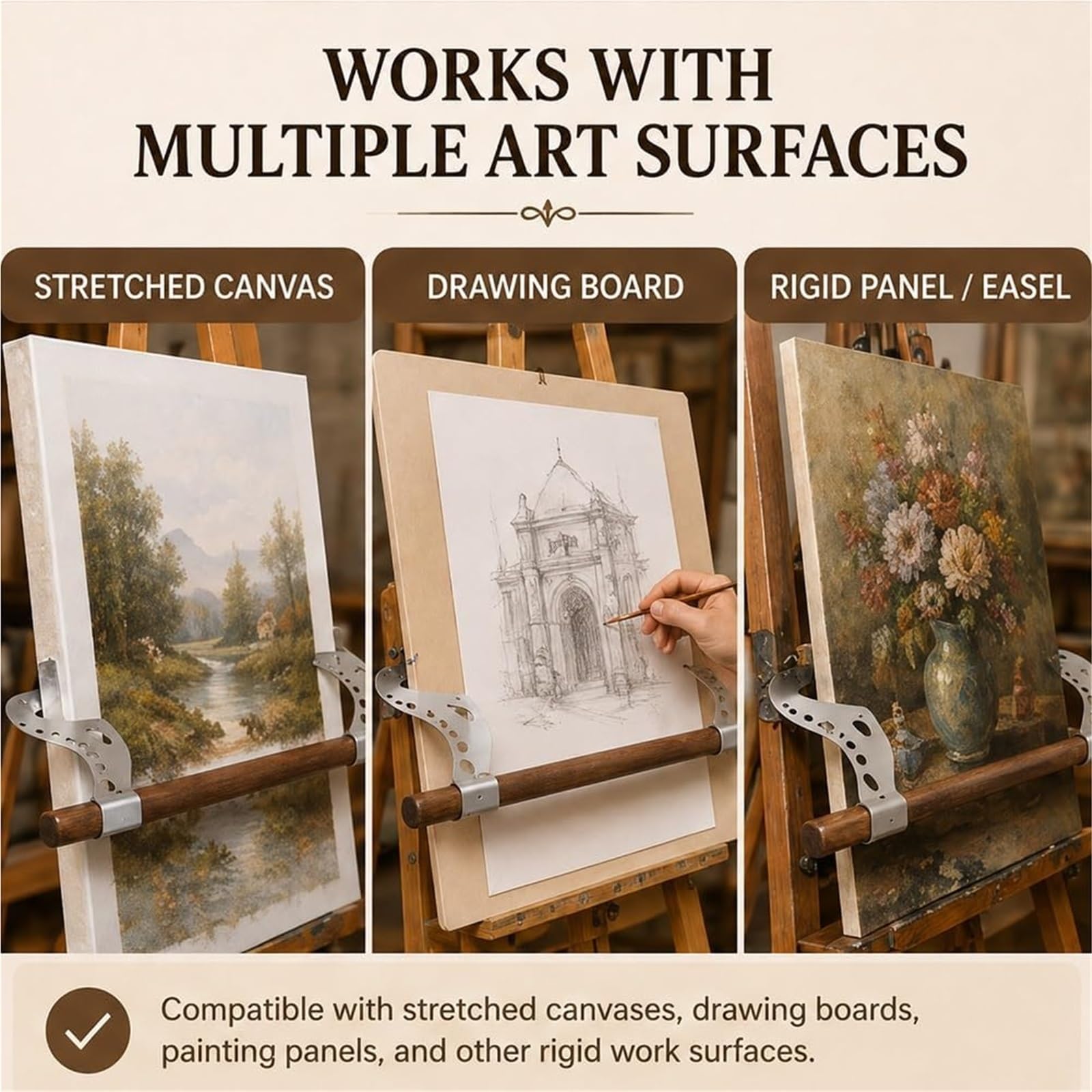 Most wsparcia ręki artysty, Stabilizator stałych rąk do malowania, Mahl Stick Drawing Armrest, Narzędzie do stółu na nadgarstku, Regulowany metalowy stojak do pracy szczegółowej(2 Set)