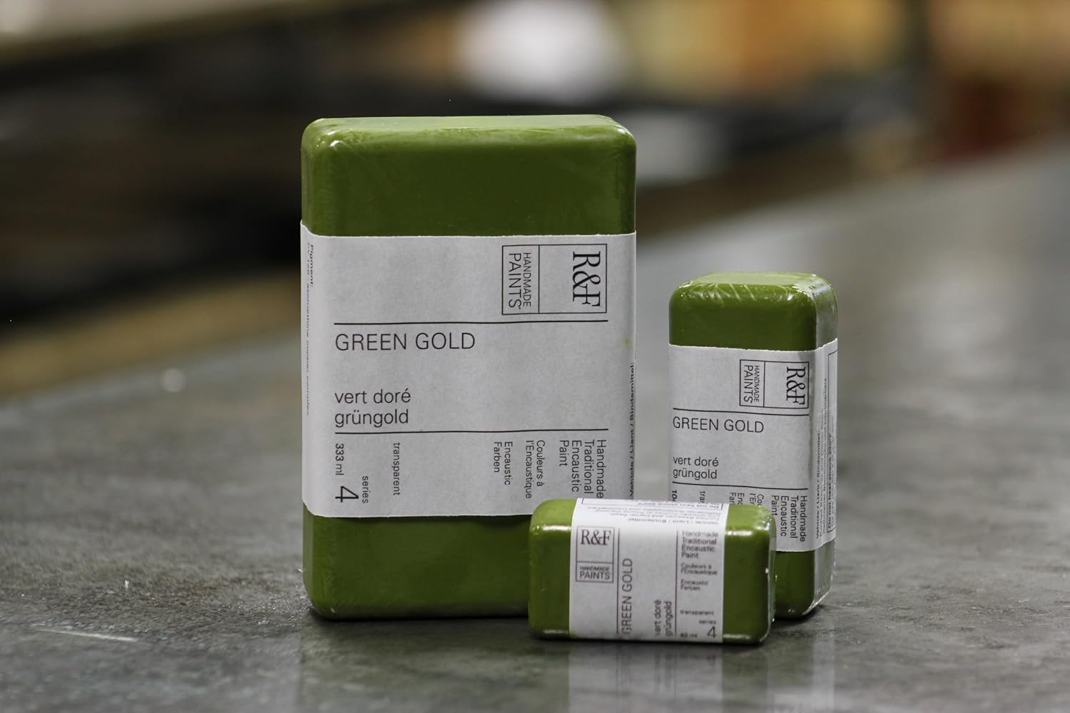 R&F Artist Encaustic Paint, Green Gold, 40 ml