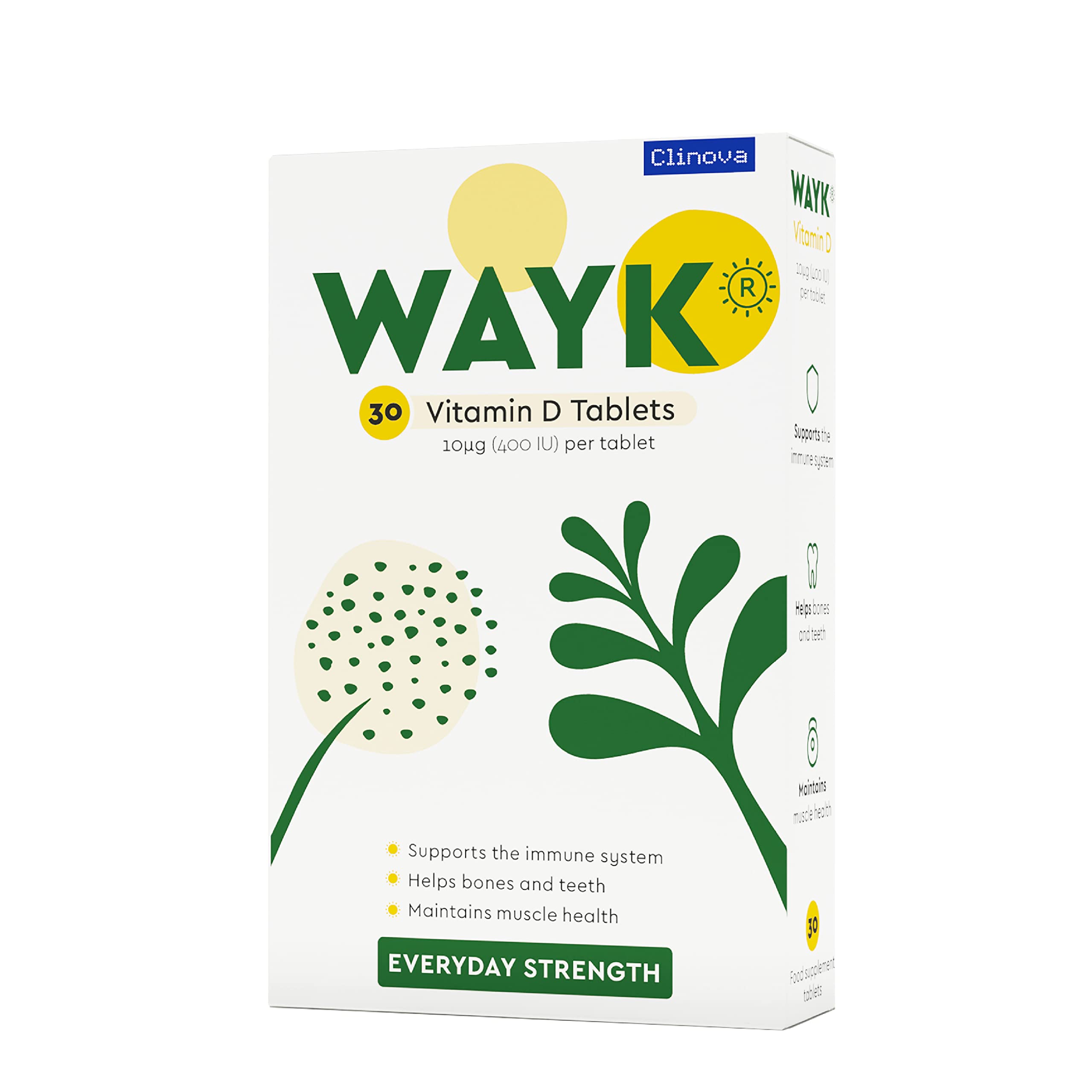 WAYK Vitamin D 10 mcg (400 IU), 90 Tablets (Pack of 30 x 3)