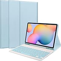 Vista 15 de Teclado a color para Galaxy Tab S6 Lite de 10.4 pulgadas 2024/2022/2020 Funda de teclado Bluetooth desmontable extraíble con Bluetooth, color negro