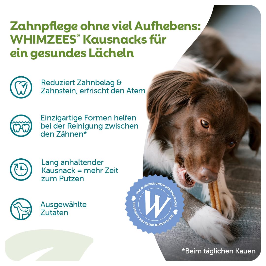 WHIMZEES Stix M, Monatspackung, 30 Stück – Größe M, Kaustangen für mittelgroße Hunde zur Zahnpflege, Getreidefrei, Natürlich, ohne Zuckerzusatz