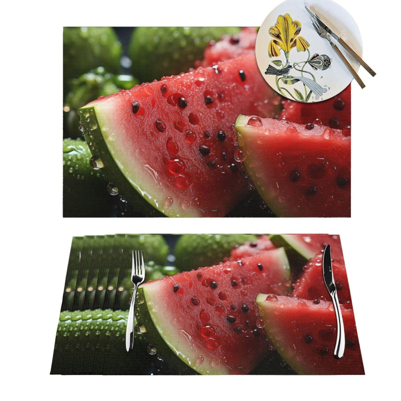 Sets de table antidérapants et lavables pastèque pour éviter les taches