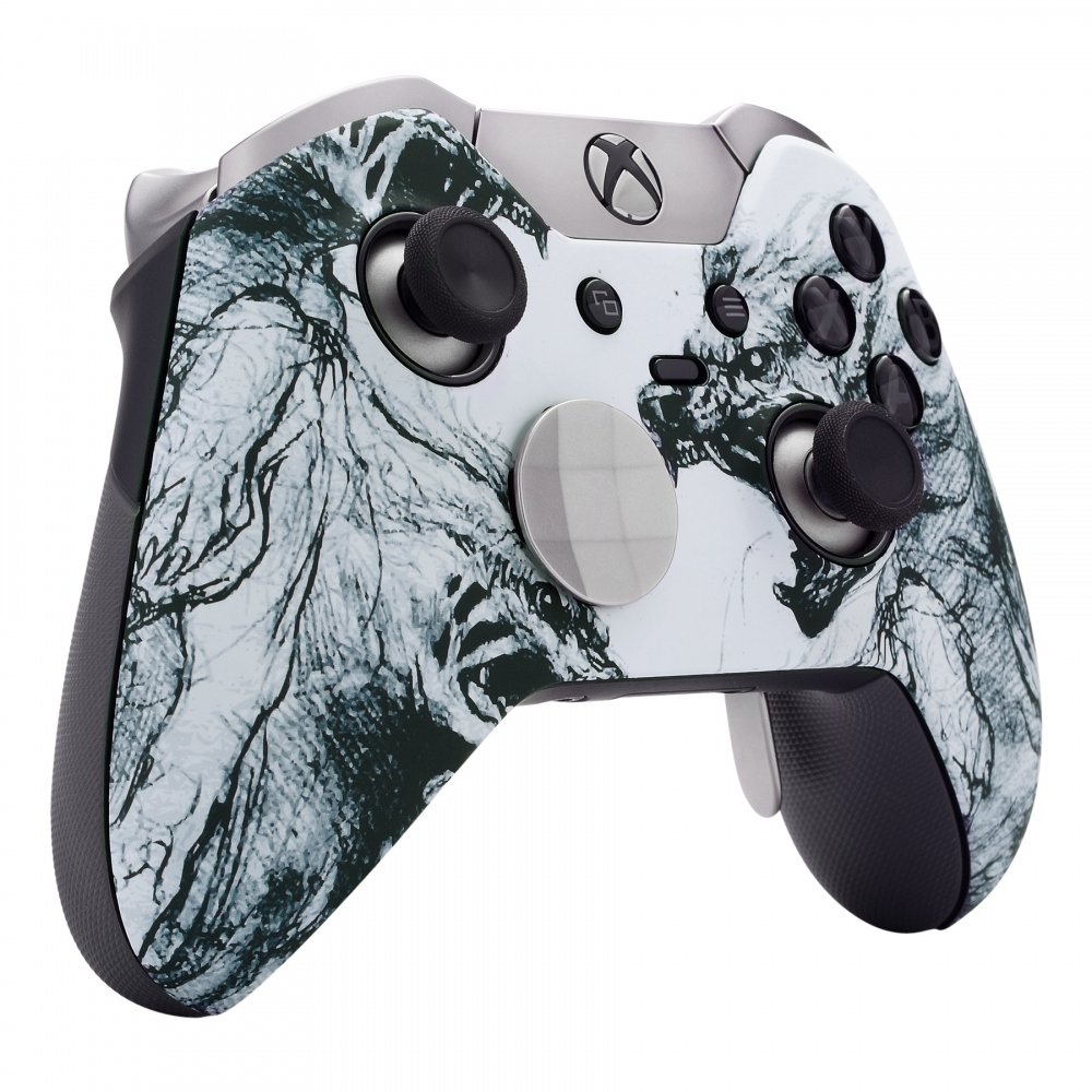 eXtremeRate Cover Custodia Anteriore Case Copertura Frontale Pezzo di Ricambio per Xbox One Elite Controller Model 1698 con 2 Anelli d'Accento(Anima del Lupo)