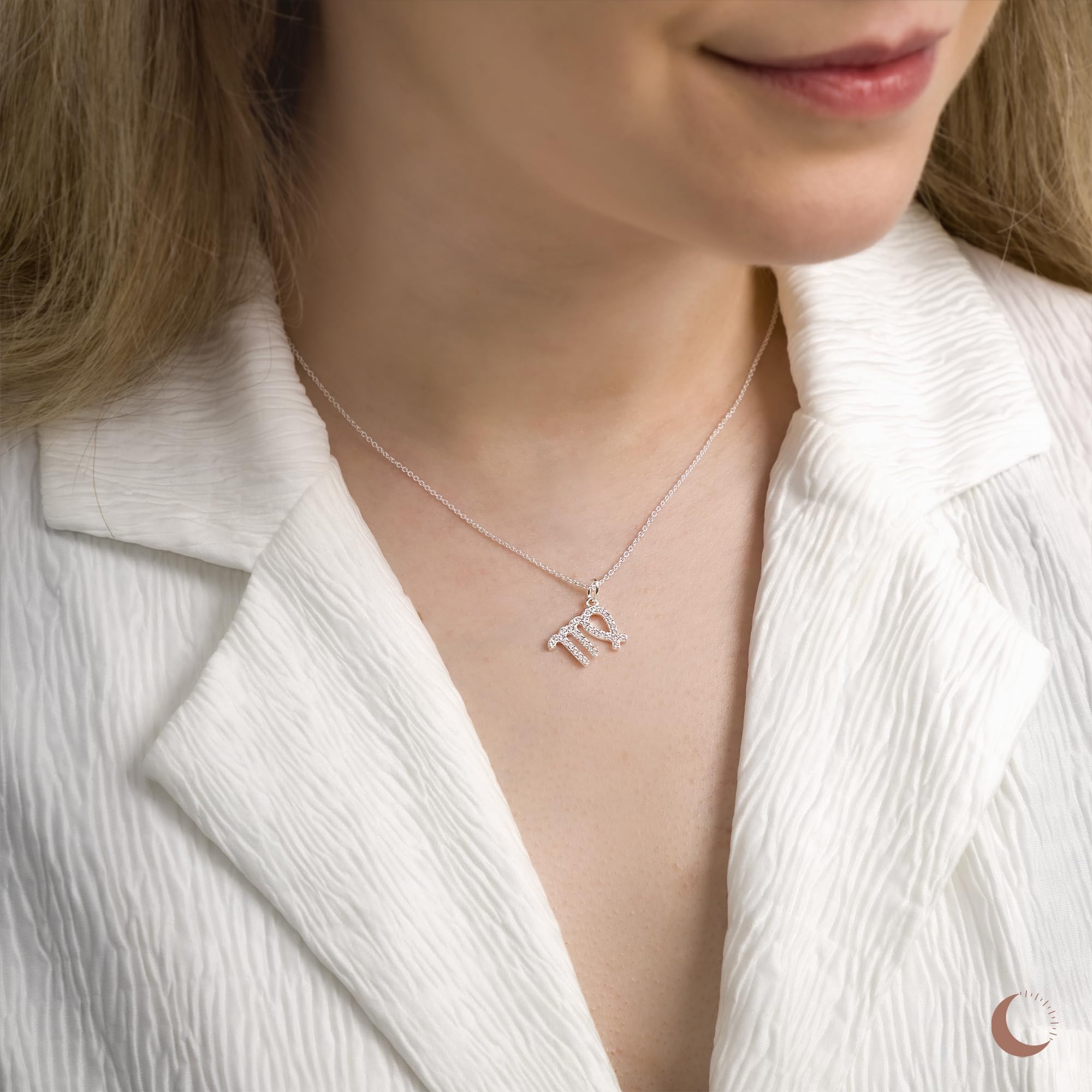 Amberta Collana Segno Zodiacale in Argento Sterling 925 con Zirconi per Donna