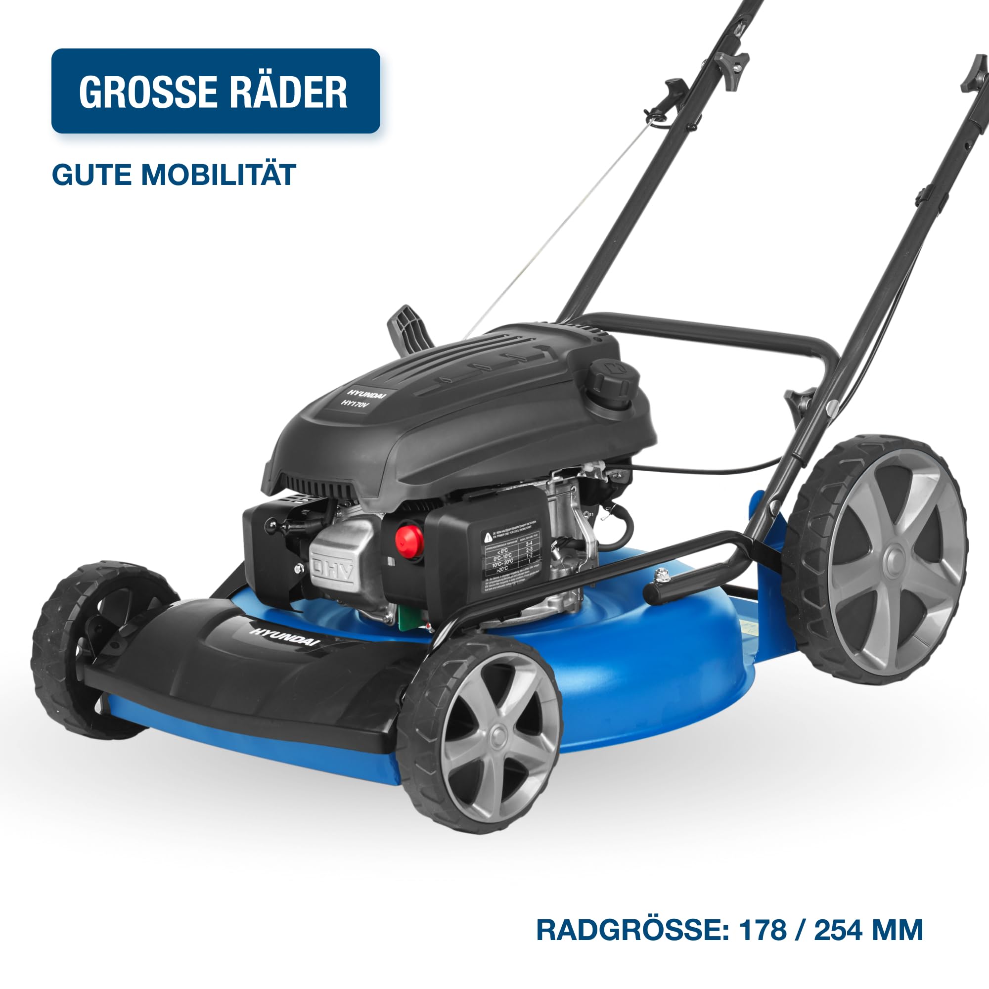 HYUNDAI Rasenmäher LM5103G M (Mulchmäher mit 51cm Schnittbreite, kraftvoller 2.9kW / 3.9PS Hyundai Motor, Mulcher)