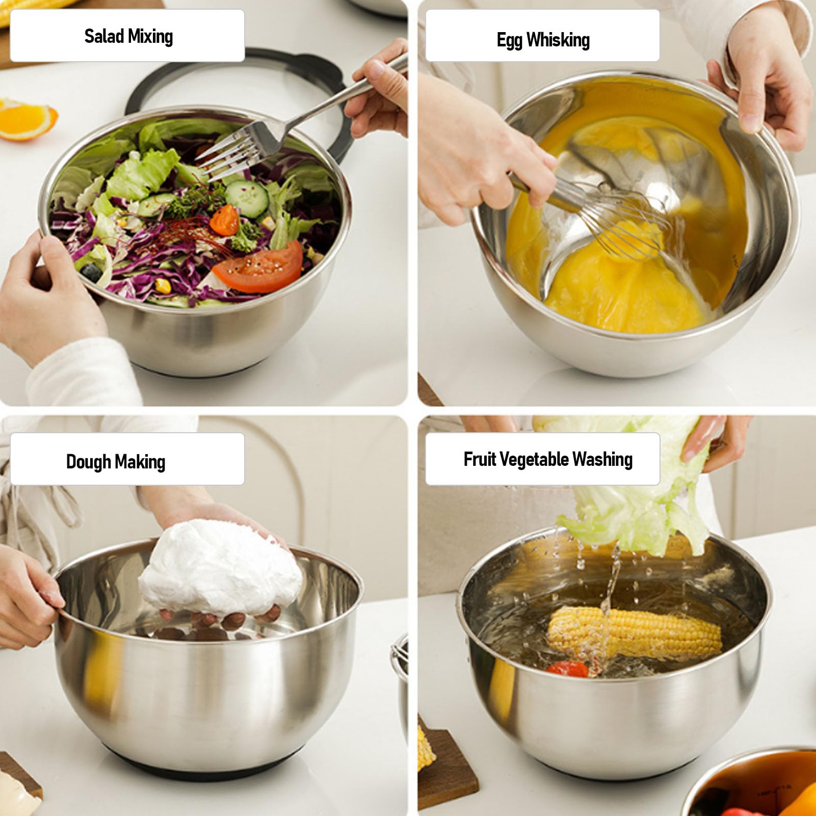 Schüssel- und Reibe-Set, Edelstahl-Rührschüsseln mit Deckel, Umfassende Küchenutensilien Zum Backen, Salatmischen, Sichere Lebensmittelaufbewahrung