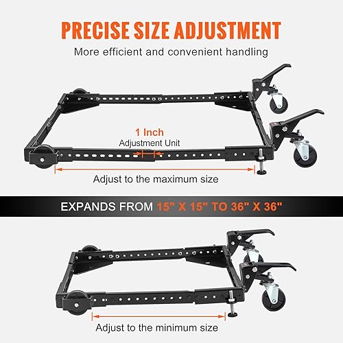 Miniatura 4 de VEVOR Base móvil universal ajustable, capacidad de carga de 700 libras, base móvil de alta resistencia, base móvil rodante con palancas de bloqueo,