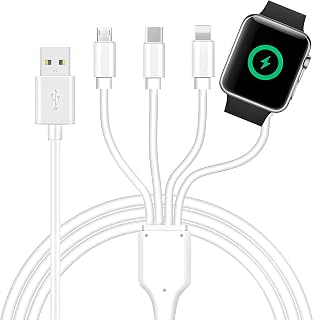 4 in 1 Watch & Phone Charger Cable, Multi Charging Cord, Fast Magnetic Cable USB Type C for Apple Watch, iPhone, Pods, Android & More / 3.3ft