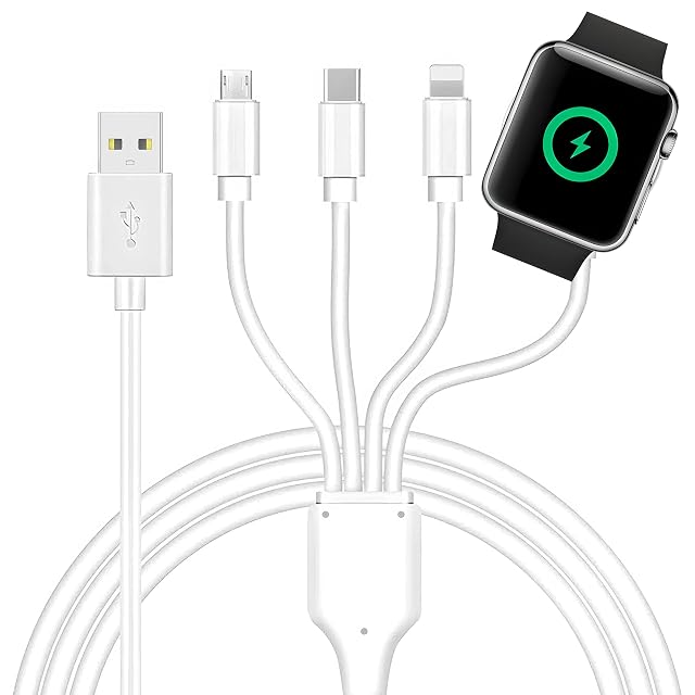 4 in 1 Watch Phone Charger Cable Multi Charging Cord Fast Magnetic Cable USB Type C for Apple