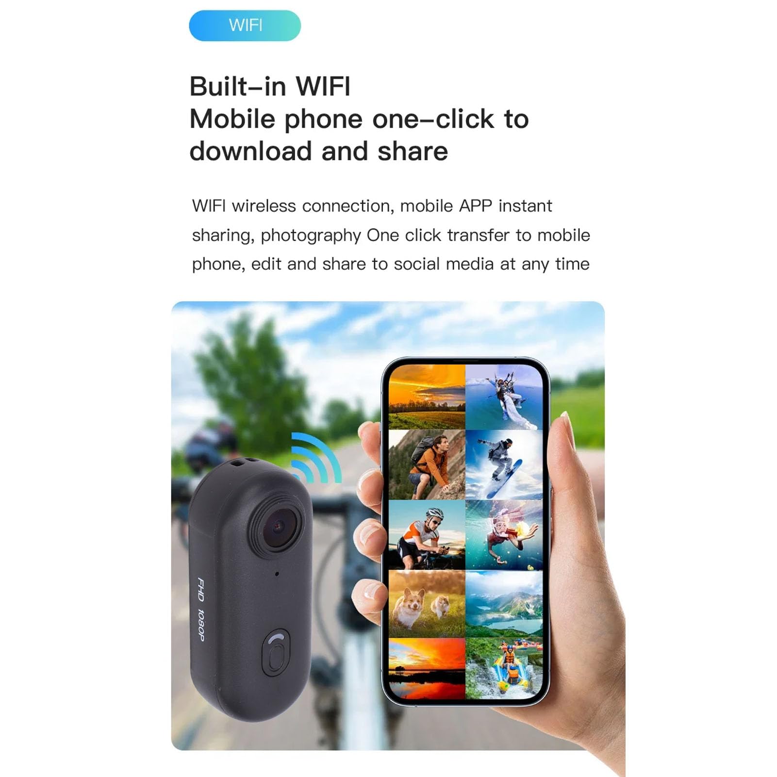 Amazon | Acogedor 4k親指アクションカメラ、1080Pビデオ、120°広角