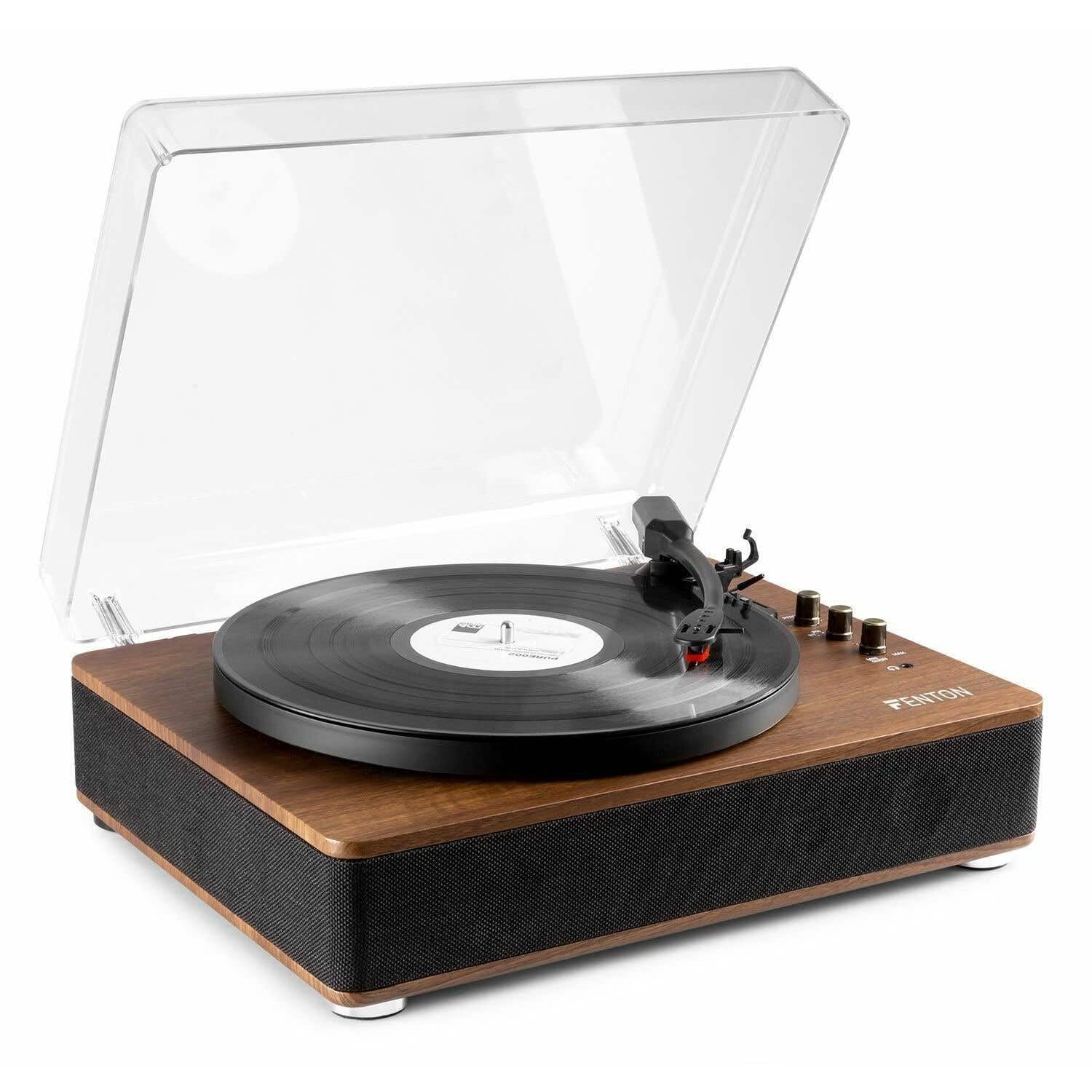 Fenton RP162 Bluetooth Turntable, Stylish Vinyl Player with Bluetooth Output, Record Player that Connects to Speaker for Enhanced Listening Experience