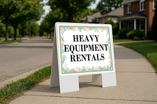 Heavy Equipment Rentals Easter Spring Pastel Eggs A-Frame Double Sided 23x23 in. Yard Road Sign