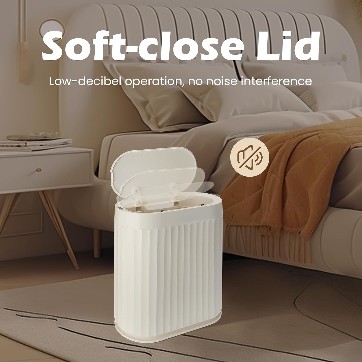 ELPHECO Soft-close Lid Trash Can in a bedroom
