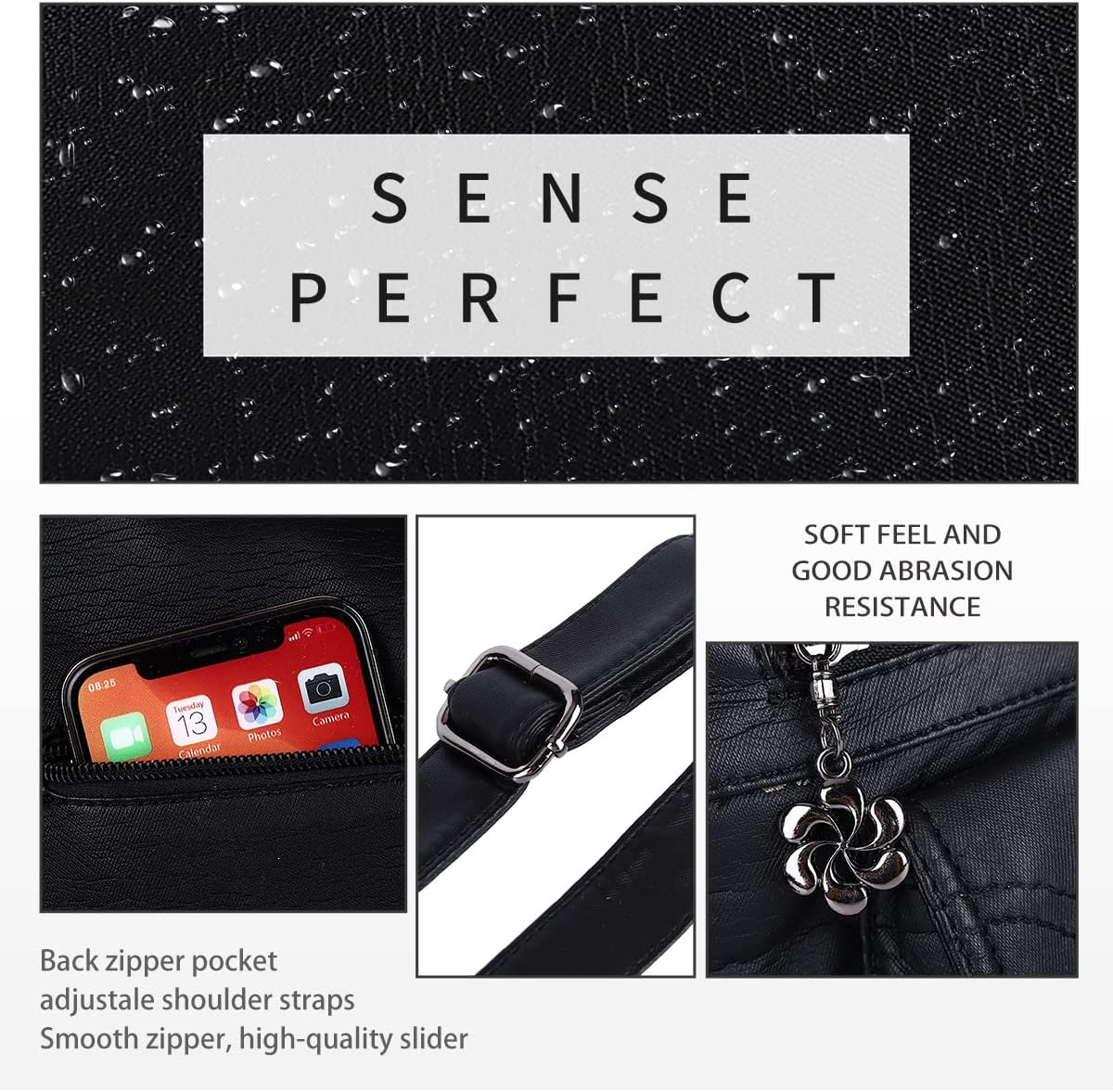 Angel Kiss Women's Designer Handbag Large Double Zipper Multi Pocket Washed Leather Purse - Image 5