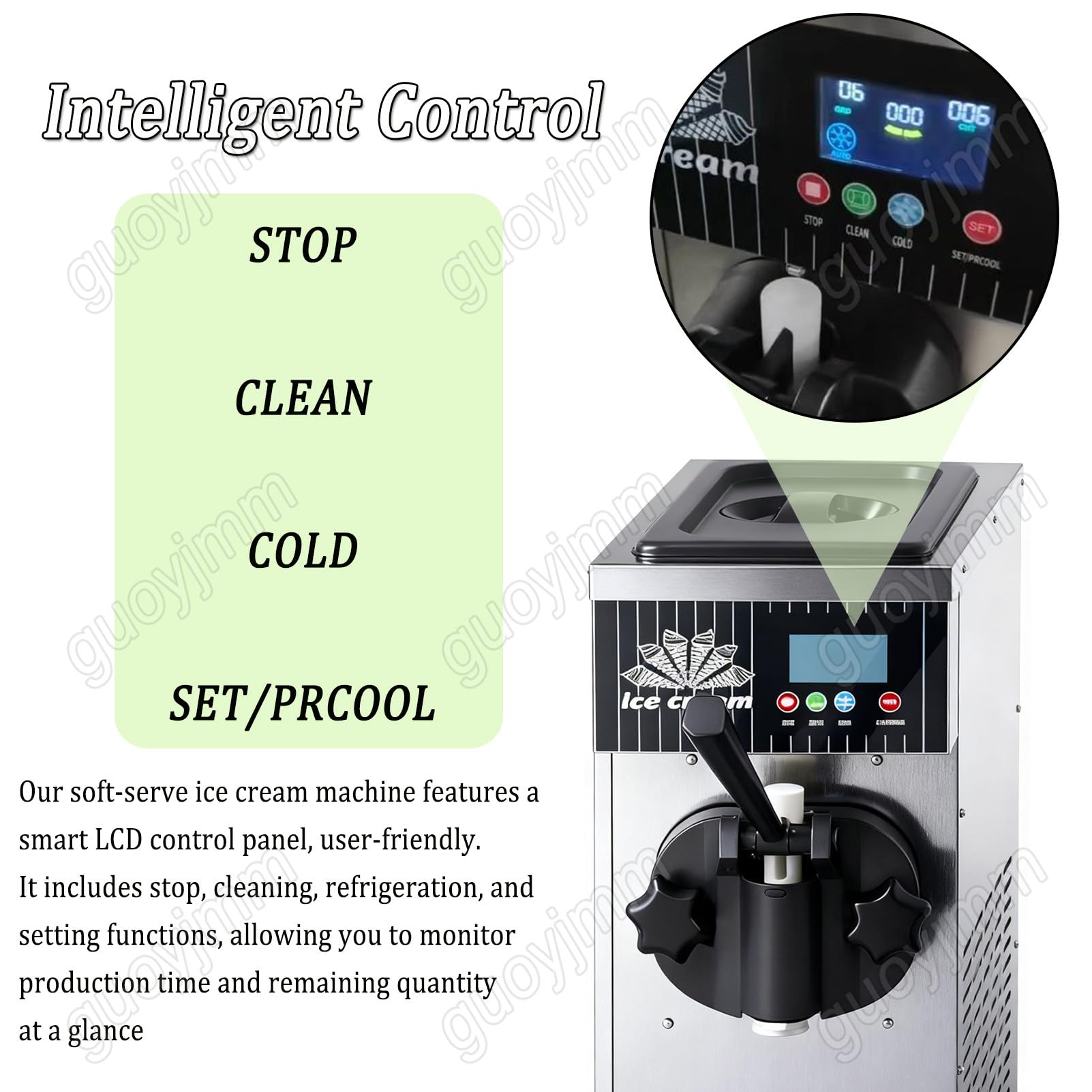 Máquina Comercial para Hacer Helado Suave de Un Solo Sabor, 450 W, Diseño de Acero Inoxidable para Encimera, Rendimiento de 4-5 Kg/h, Control por Panel LCD, para Restaurantes y Pastelerías Orange