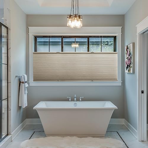 Miniatura 2 de BlindsAvenue Persiana celular de panal de abeja inalámbrica de arriba hacia arriba, 916 pulgadas, celda única, apagón, piedra de impresión de