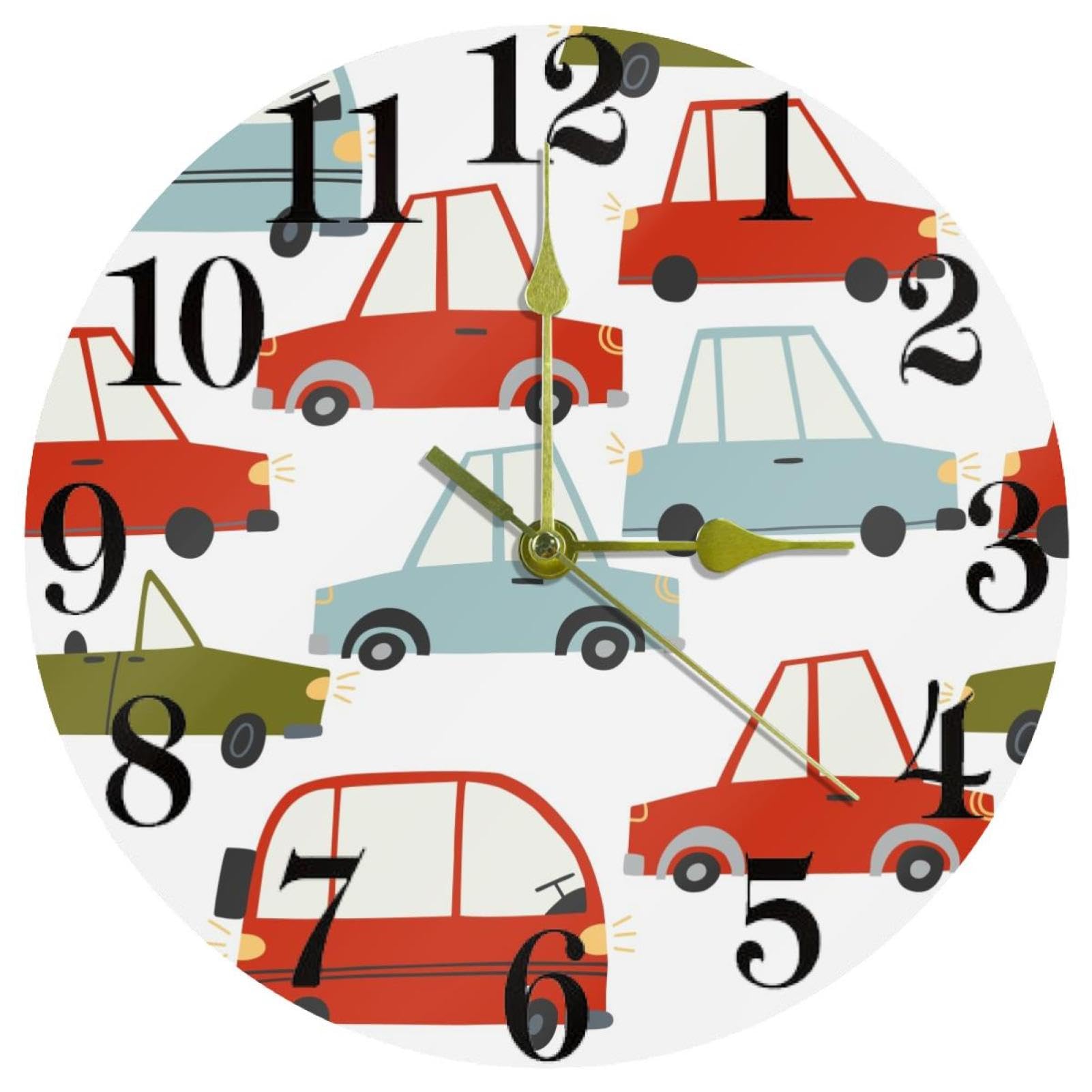 Horloge murale bus et voiture colorée pour égayer la cuisine, l'école et le bureau