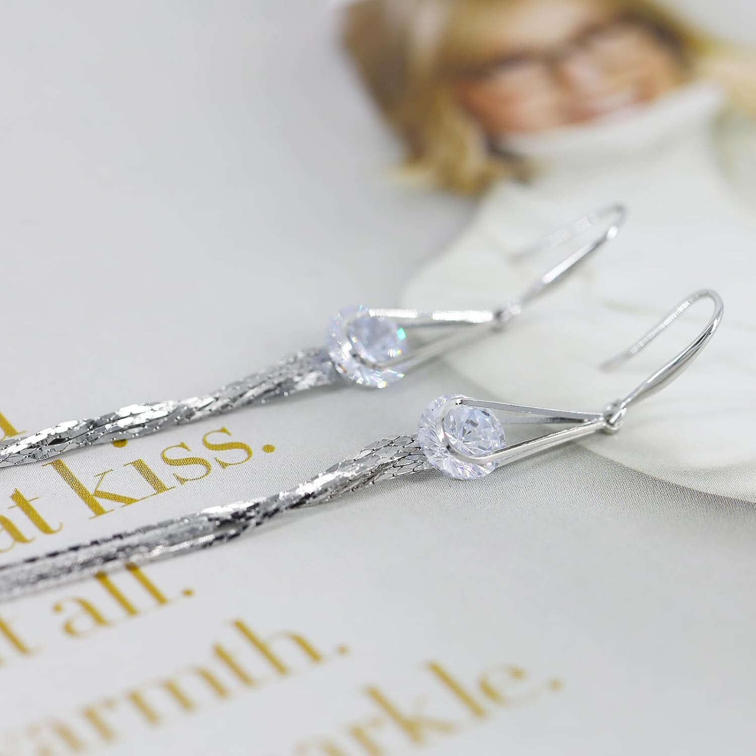 Crystal Diamond Long Dangle Earrings for Women Brides