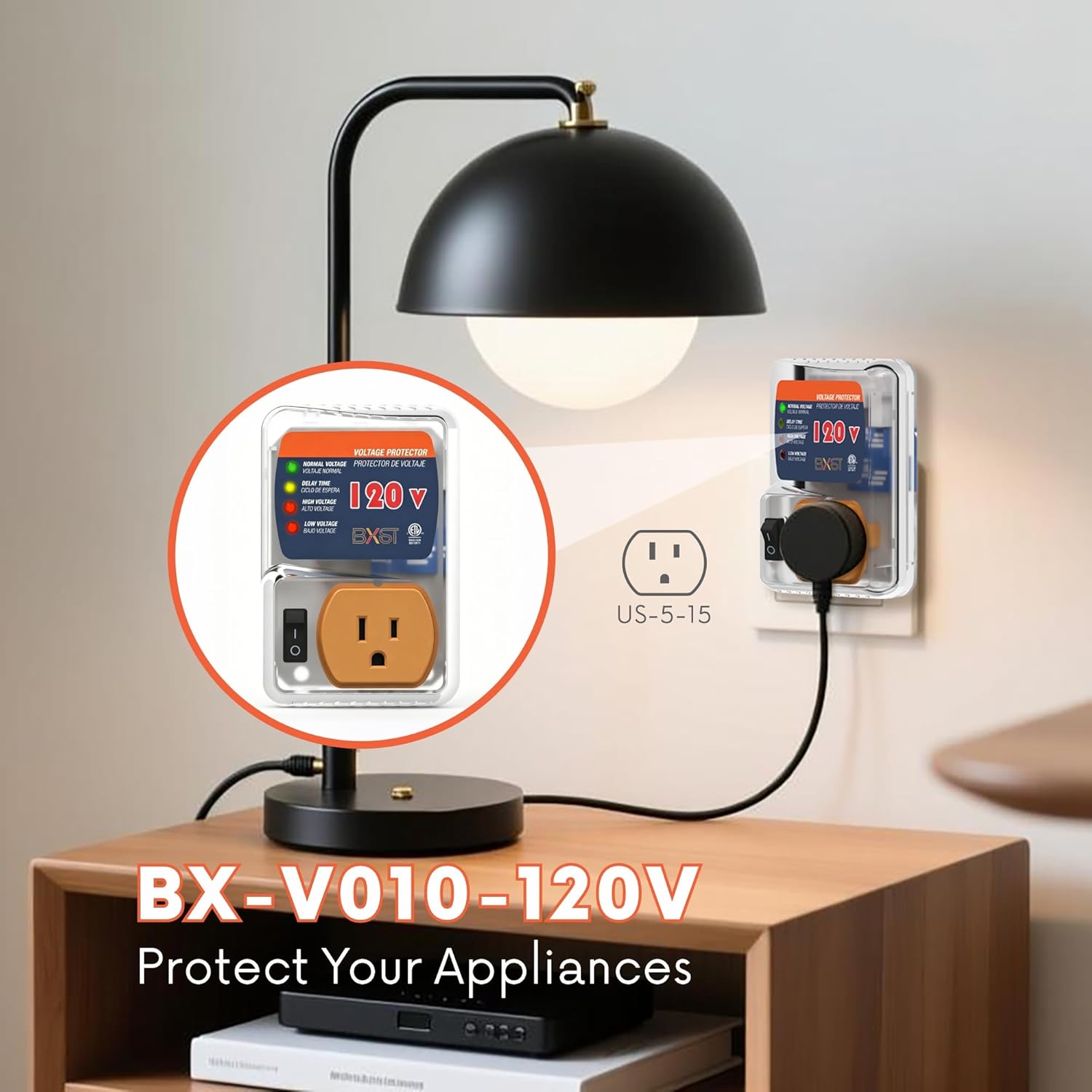 [ETL Listed] BXST Single Outlet Surge Protector for Refrigerators Voltage Protector for Home Appliance Delay Protection Electronic Surge Protector for Fridge TV Air Conditioners 120V 15A 1800Watts