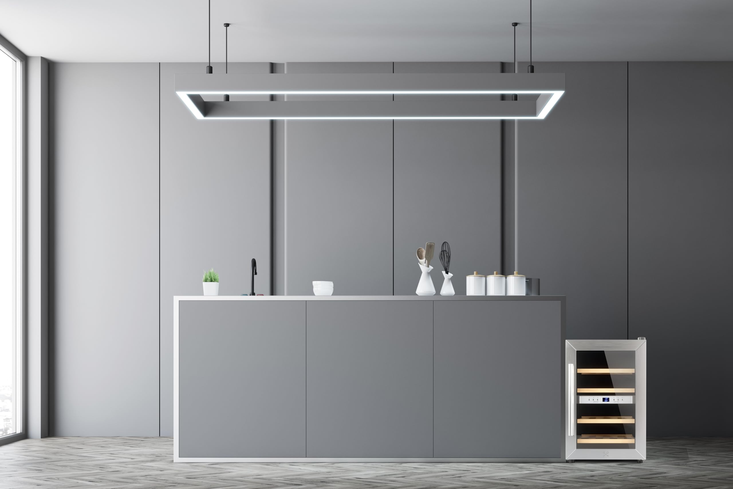 LES PETITS CHAMPS Vinoteca 12 botellas CAVS12, Capacidad 31L, Puertas de acero inoxidable, Ajuste de temperatura de 11°C a 18°C, Sistema termoeléctrico, Iluminación LED, Anti-UV, 3 estantes