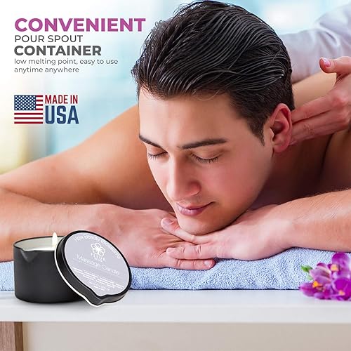 Miniatura 7 de Vela de aceite de masaje  6 onzas con boquilla de vertido  Hecho en Estados Unidos  Mezcla de soja de coco natural  Se derrite en aceite caliente