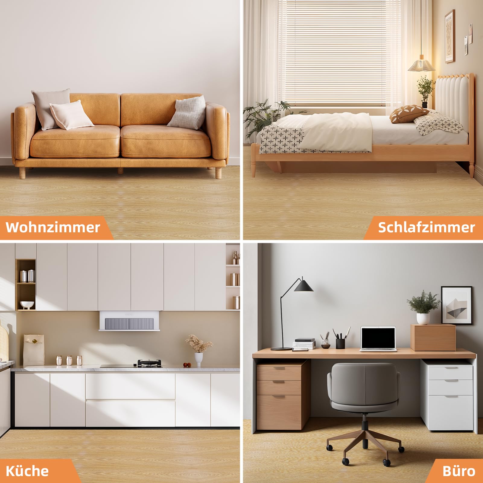 Pavimento in vinile autoadesivo, 36 piastrelle, effetto legno, impermeabile, 91,5 x 15,2 cm, in legno originale, copertura 5 m² (colore legno)