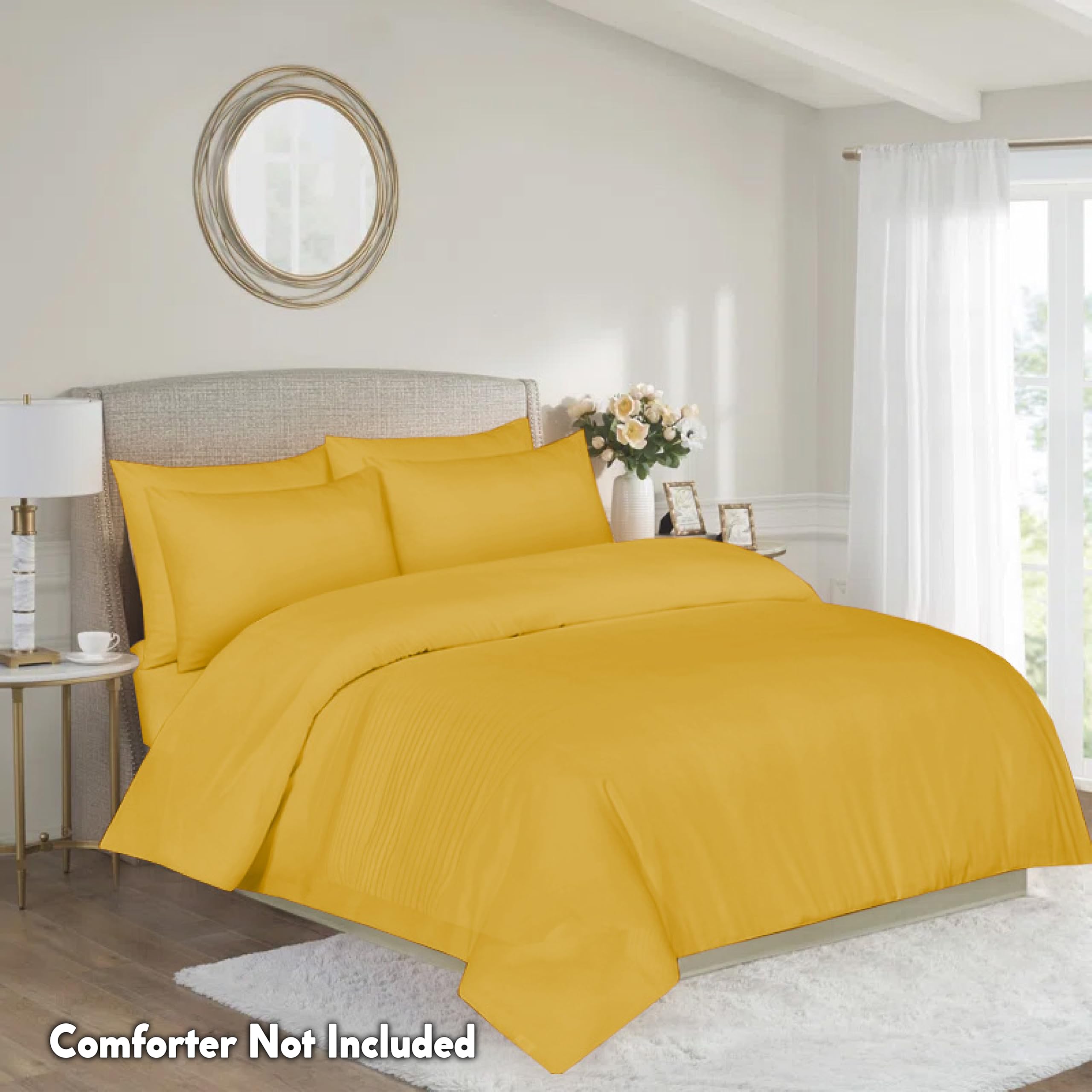 APEX FURNISHINGS Double Duvet Cover Sets - 100% Brushed Microfiber Bedding Quilt Cover with Pillowcases - Ochre - Image 2