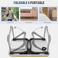 Vista 6 de Zapuno Mesa de cama plegable para laptop, mesa multifunción con cajón de almacenamiento y soporte para botella de agua, bandeja de servir mesa